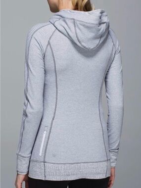 lululemon athletica Think Fast Hoodie, in Heathered Light Gray pinstripe.